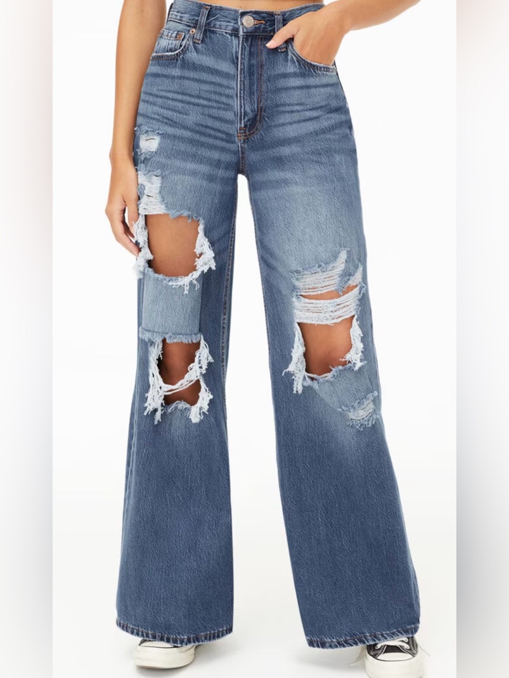 Aeropostale Distressed Wide-Leg Jeans